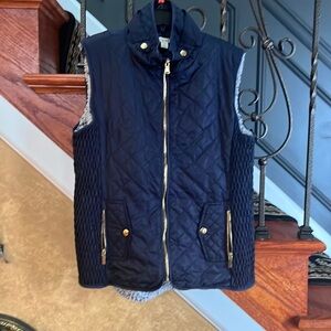 Miami Women’s Navy Blue Quilted Vest With Shearling On The Inside Size S